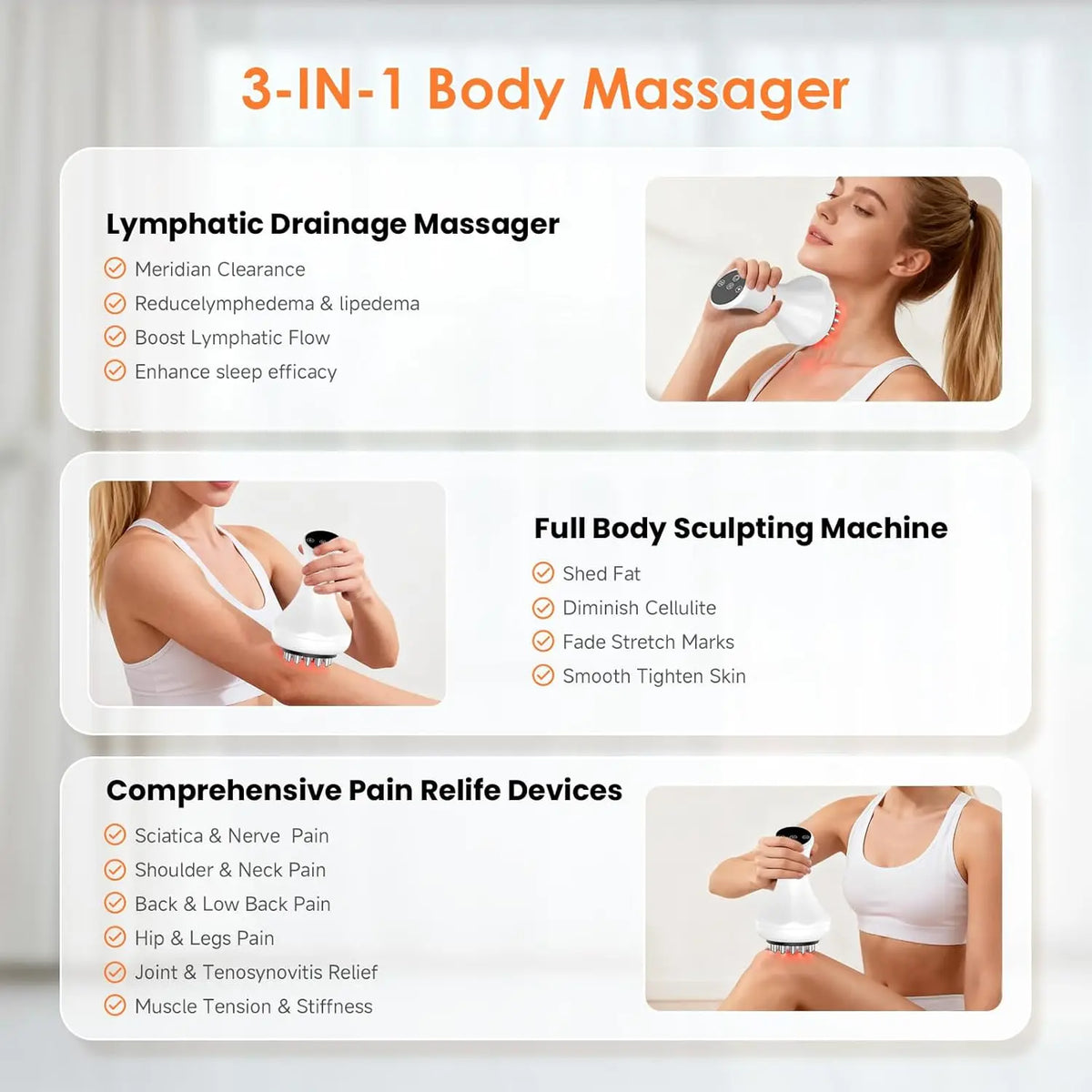 Lymphatic Drainage Massager – Heated Vibration Therapy Wand for Circulation & Relaxation
