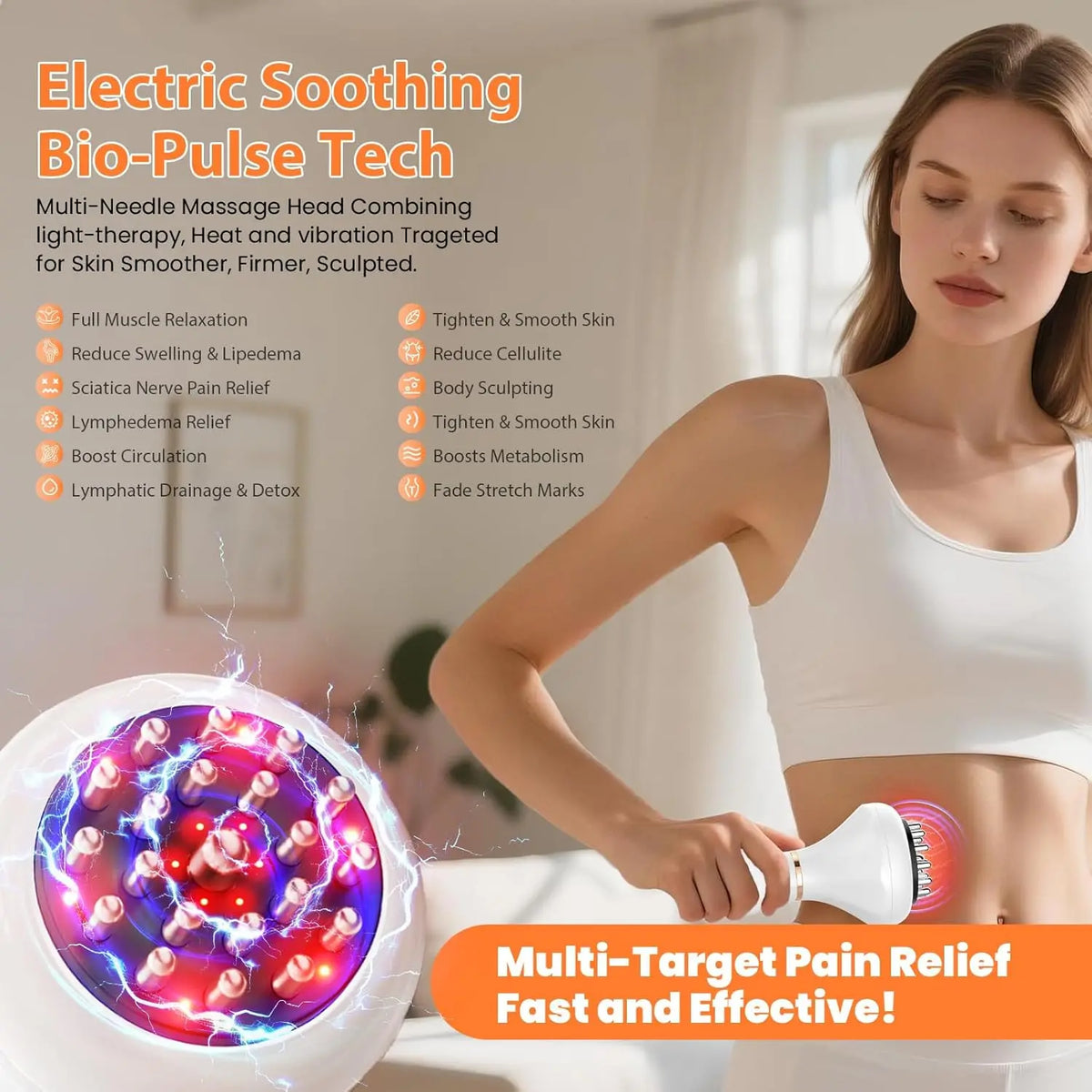 Lymphatic Drainage Massager – Heated Vibration Therapy Wand for Circulation & Relaxation